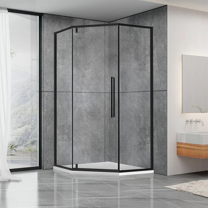 Душова кабіна Dusel DL197HB Black Matt, 90х90х190, п'ятикутна, скло прозоре