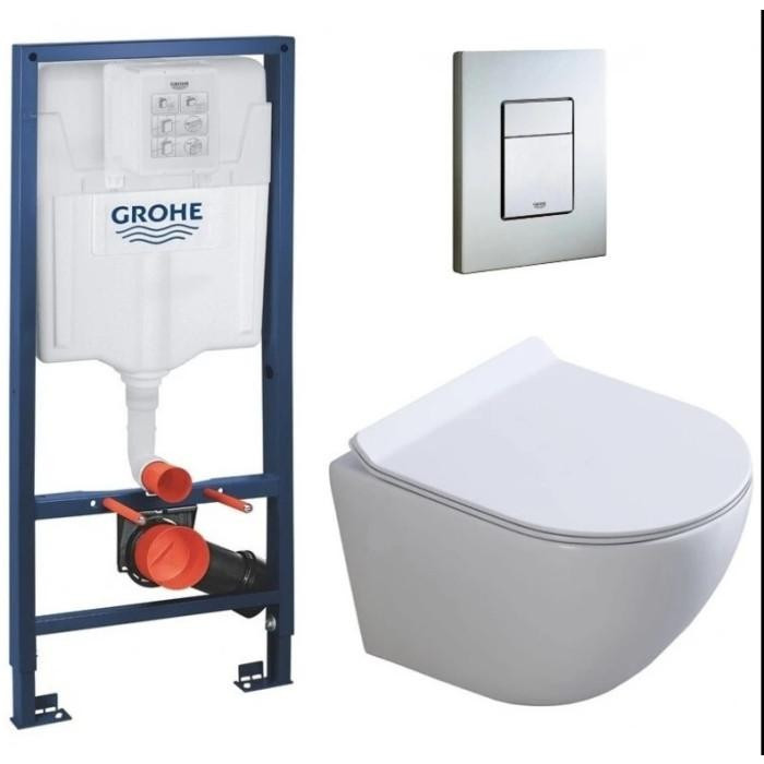 Інсталяція GROHE Rapid SL 38772001+ Унітаз підвісний DUSEL LEVITA + Сидіння + Панель змиву (928807)