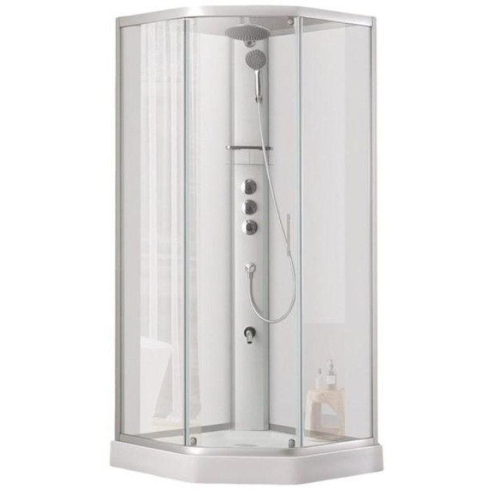 Душевой бокс DUSEL GLARE Satin 90x90x210 стекло прозрачное, профиль сатин