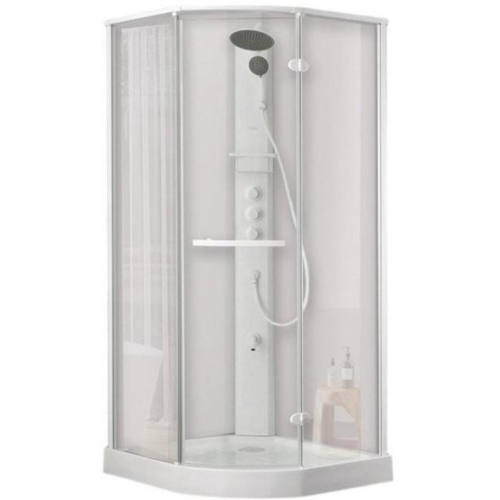 Душовий бокс DUSEL AVENUE White Matt 95x95x210 скло прозоре, профіль білий