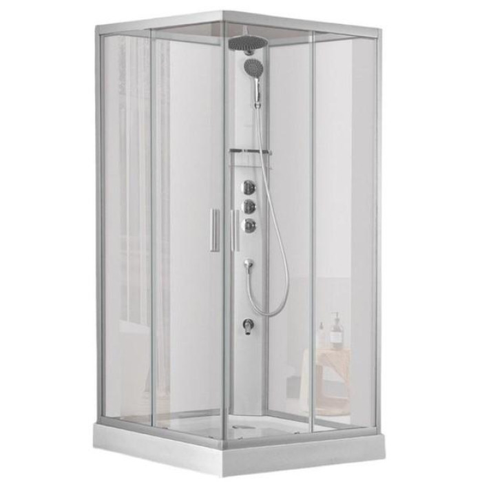 Душовий бокс DUSEL HIKE Satin 90x90x210 скло прозоре, профіль сатин