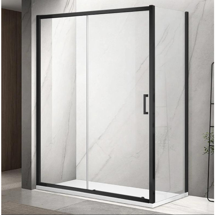 Душова кабіна DUSEL A-517B Black Matt 120х100х195 см, розсувна, прозоре скло