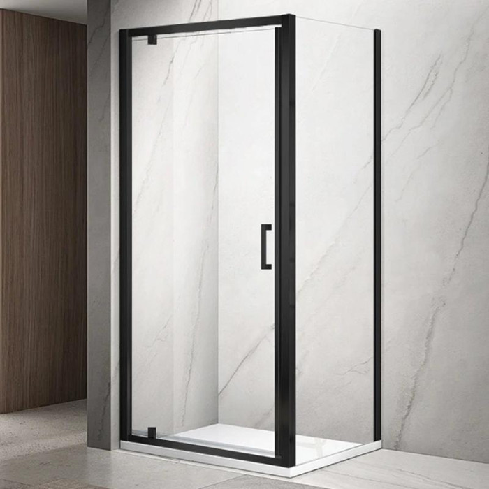 Душевая кабина DUSEL A-518B Black Matt 90х80х195 распашная, профиль черный, стекло прозрачное