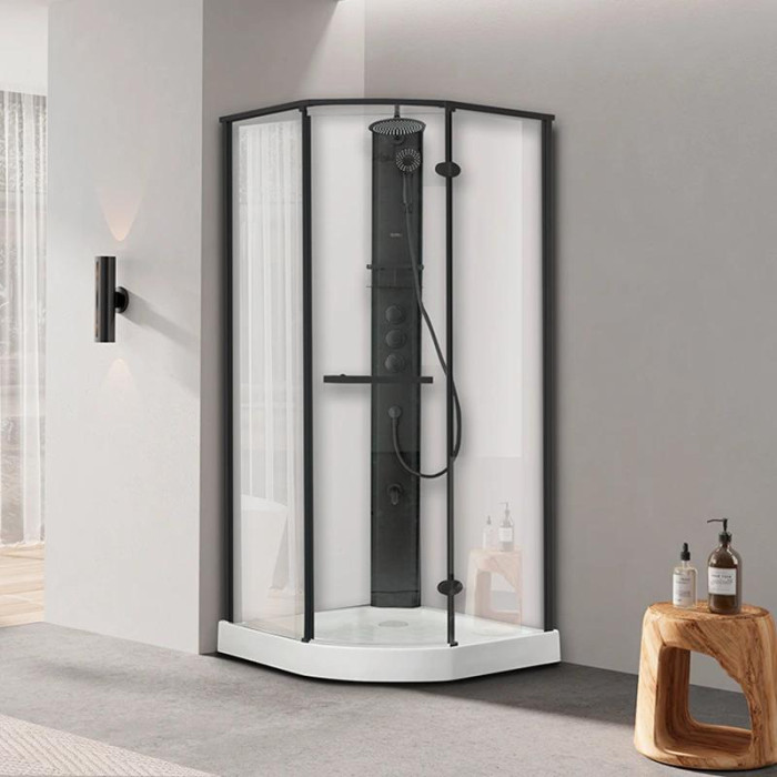 Душовий бокс DUSEL AVENUE Black Matt 950x950x2100 скло прозоре, без даху (558004)