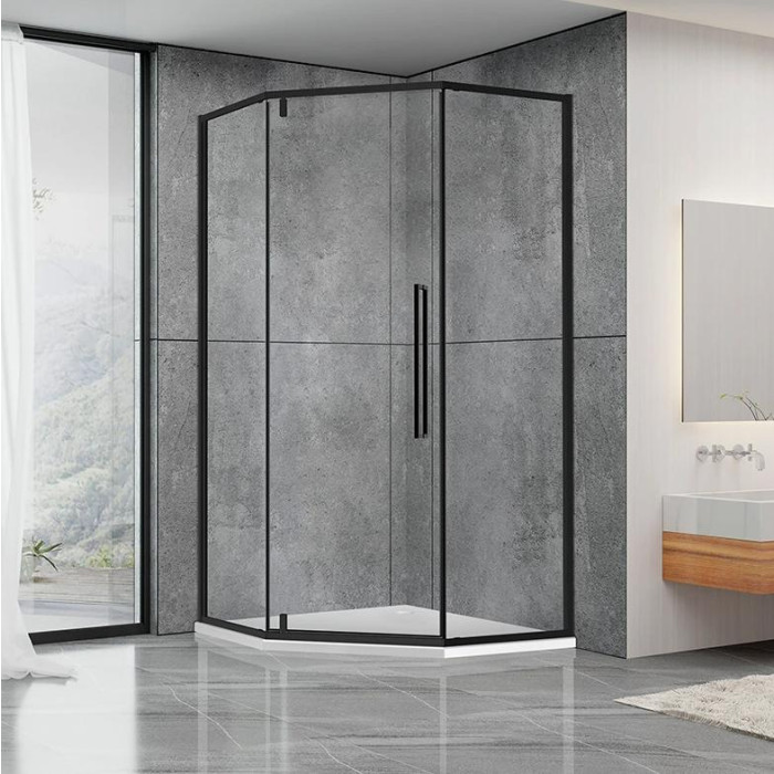 Душевая кабина Dusel DL197HB Black Matt, 100х100х190, пятиугольная, стекло прозрачное, 519712 - фото 0