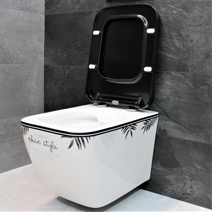 Унитаз подвесной DUSEL CUBIS CHIC STYLE DWHT10201030CS с сиденьем Slim Soft-Close 810303 - фото 1