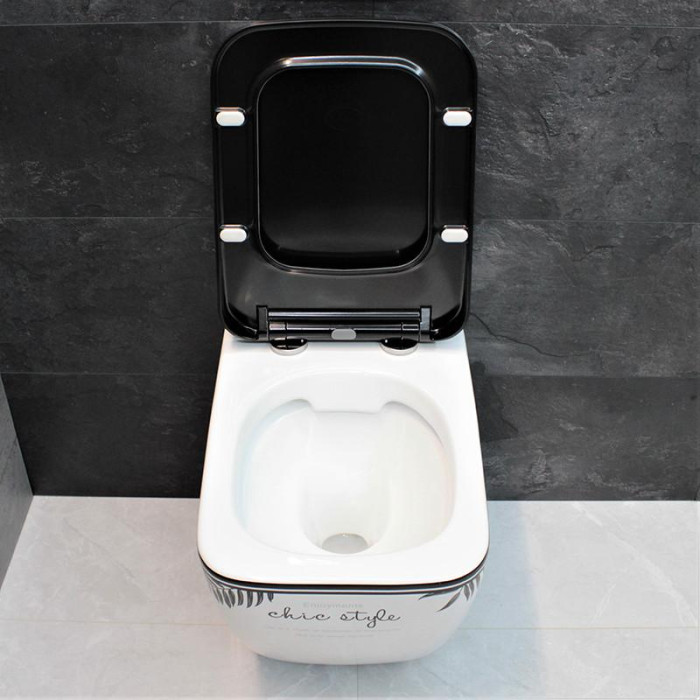 Унитаз подвесной DUSEL CUBIS CHIC STYLE DWHT10201030CS с сиденьем Slim Soft-Close 810303 - фото 2