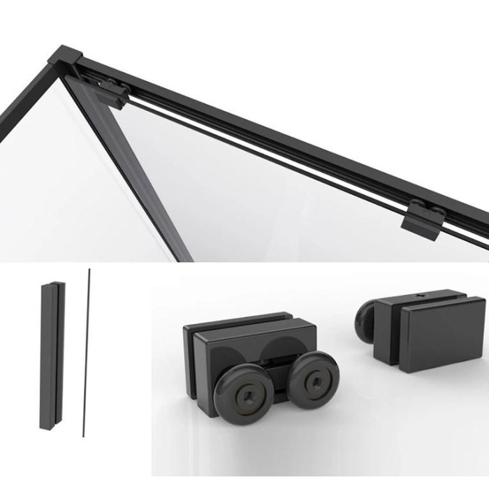 Душевая дверь в нишу Dusel DSL191B Black Matt раздвижная, стекло прозрачное, 140х190 - фото 1