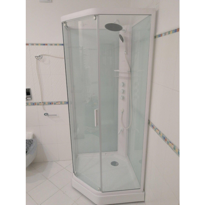 Душовий бокс DUSEL GLARE White Matt 90x90x210 скло прозоре, профіль білий - фото 21