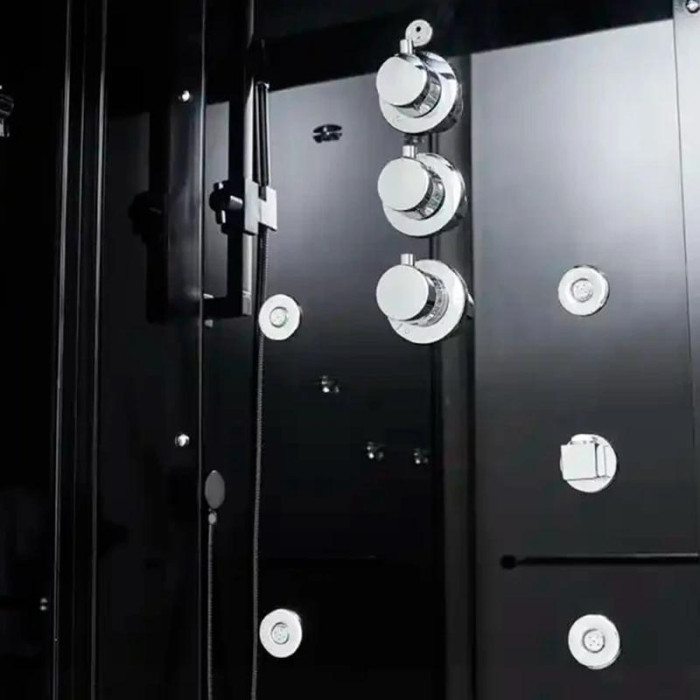 Гідромасажний паровий бокс із терморегулятором GOLSTON G-U693BB чорний лівосторонній - фото 5