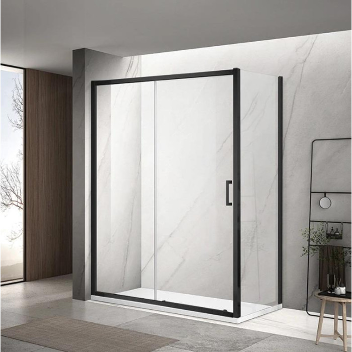 Душова кабіна DUSEL A-517B Black Matt 120х100х195 см, розсувна, прозоре скло - фото 0