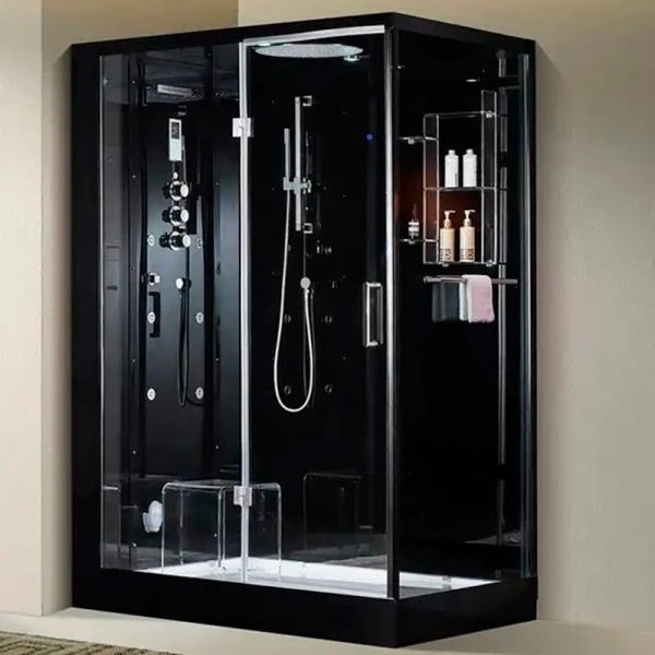 Гідромасажний паровий бокс GOLSTON G-U692BB чорний 1200х850х2230 мм лівосторонній, двері розсувні - фото 0