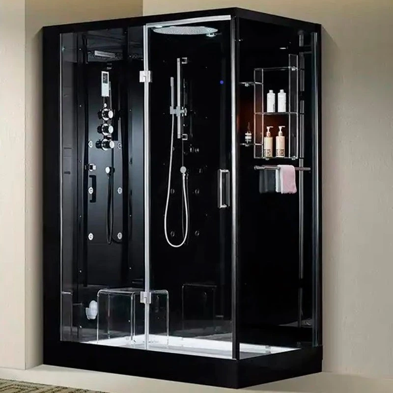 Гідромасажний паровий бокс GOLSTON G-U692BB чорний 1200х850х2230 мм лівосторонній, двері розсувні