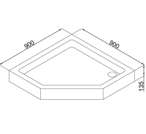 Душовий піддон п'ятикутний (100х100х13,5 см) Dusel D402 - фото 3