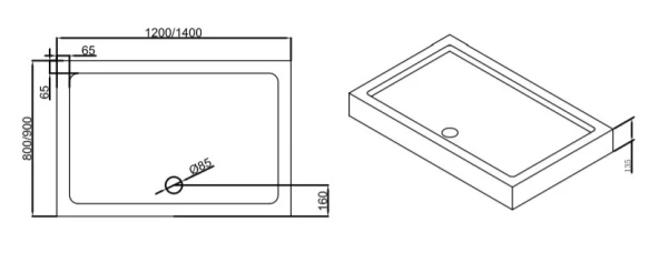 Душовий піддон прямокутний (120х80х13,5 см) Dusel D104 - фото 1