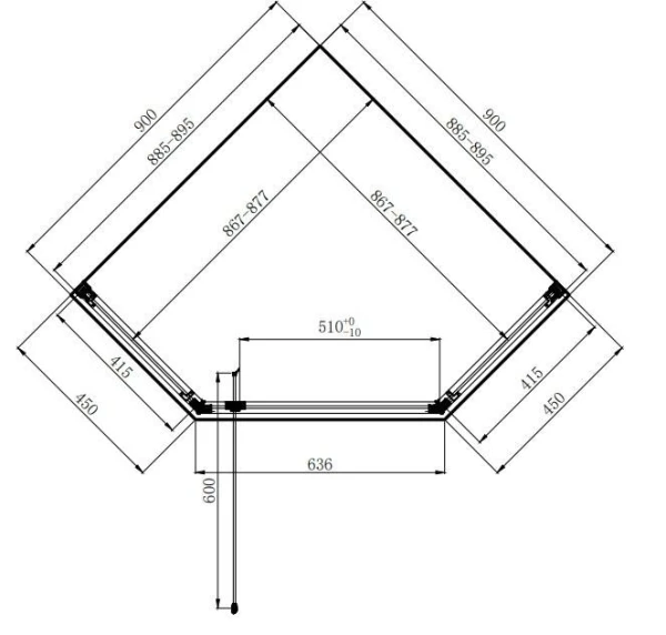 Душова кабіна Dusel DL197H Chrome, 90х90х190, п'ятикутна, скло прозоре - фото 1
