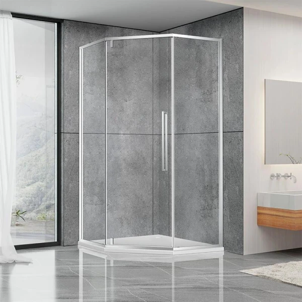 Душова кабіна Dusel DL197H Chrome, 100х100х190, п'ятикутна, скло прозоре - фото 0