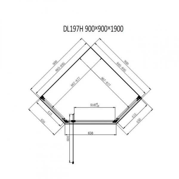 Душова кабіна Dusel DL197HB Black Matt, 90х90х190, п'ятикутна, скло прозоре - фото 1