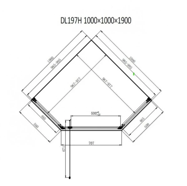 Душова кабіна Dusel DL197HB Black Matt, 100х100х190, п'ятикутна, скло прозоре - фото 2