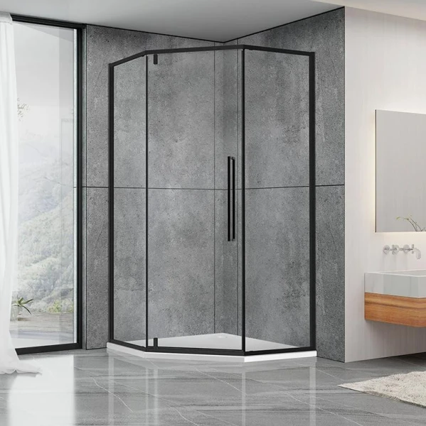 Душова кабіна Dusel DL197HB Black Matt, 100х100х190, п'ятикутна, скло прозоре - фото 0