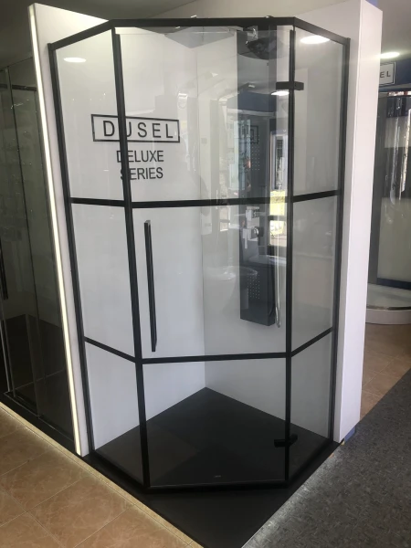 Душова кабіна Dusel DL197HBP Black Matt Paint, 100х100х190, п'ятикутна, прозора - фото 2
