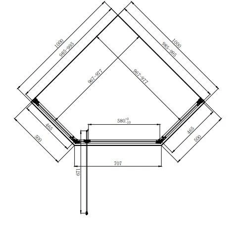 Душова кабіна Dusel DL197HBP Black Matt Paint, 100х100х190, п'ятикутна, прозора - фото 3