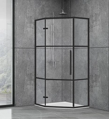 Душова кабіна Dusel DL197HBP Black Matt Paint, 100х100х190, п'ятикутна, прозора - фото 0