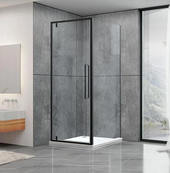 Душова кабіна Dusel DL198B+DL196B Black Matt, 90х90х190 см, двері розпашні - фото 0