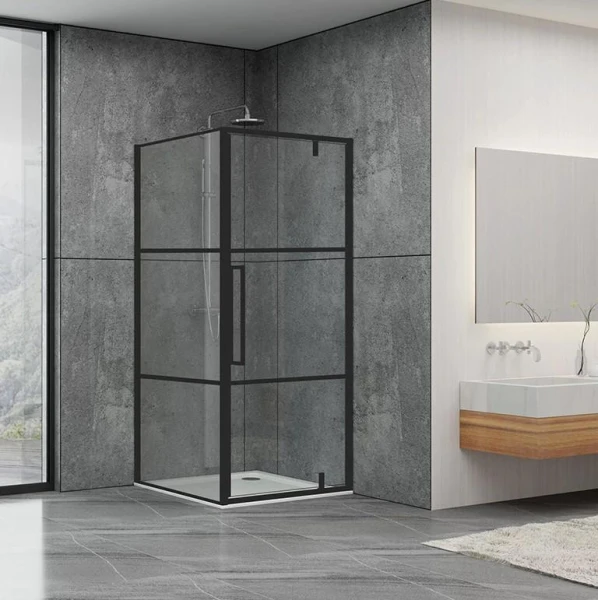 Душова кабіна Dusel DL198BP+DL196BP Black Matt Paint, 100х100х190 см, прозора - фото 2