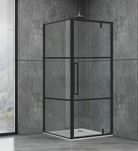 Душова кабіна Dusel DL198BP+DL196BP Black Matt, 90х90х190, двері розпашні - фото 0