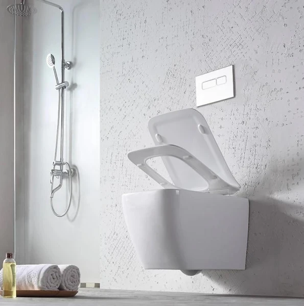 Безободковый підвісний унітаз DUSEL CUBIS без бачка DWHT10201030R з сидінням Soft Close дюропластів, 810301 - фото 1