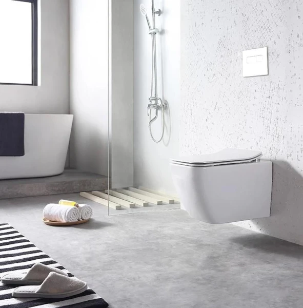 Безободковый підвісний унітаз DUSEL CUBIS без бачка DWHT10201030R з сидінням Soft Close дюропластів, 810301 - фото 2