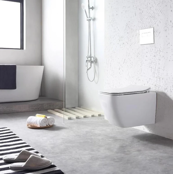 Безободковый підвісний унітаз DUSEL CUBIS без бачка DWHT10201030R з сидінням Soft Close дюропластів, 810301 - фото 3