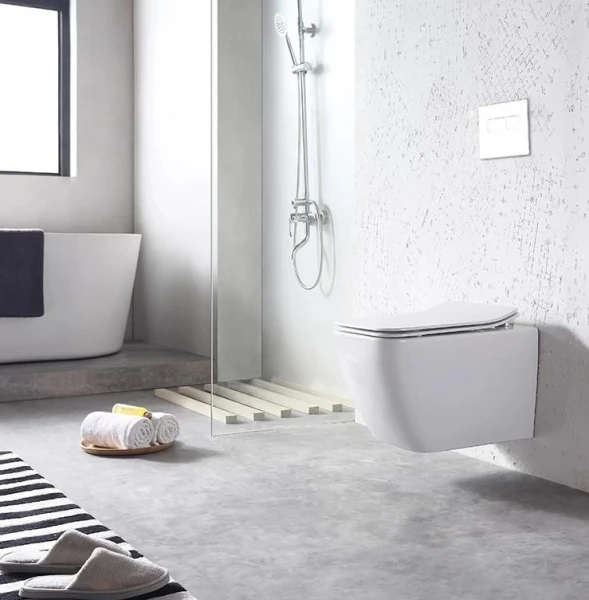 Безободковый підвісний унітаз DUSEL CUBIS без бачка DWHT10201030R з сидінням Soft Close дюропластів, 810301 - фото 4