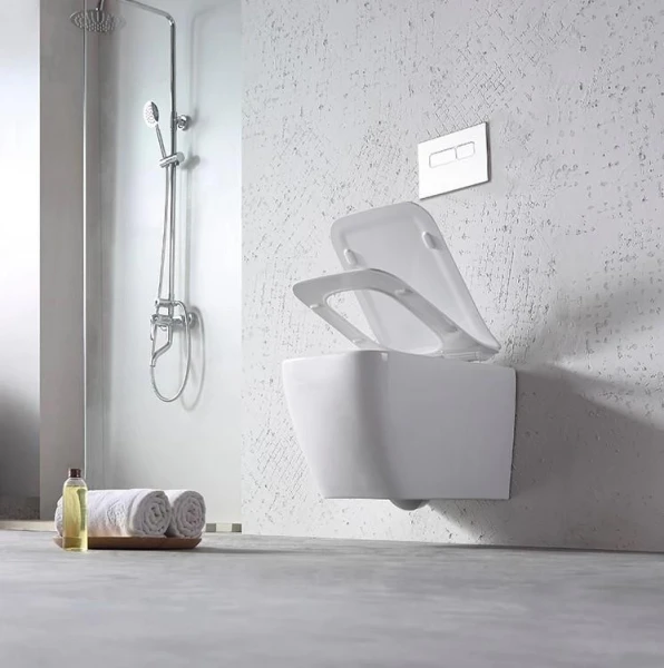 Безободковый підвісний унітаз DUSEL CUBIS без бачка DWHT10201030R з сидінням Soft Close дюропластів, 810301 - фото 5