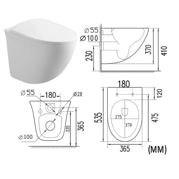 Унітаз підвісний безободковый DUSEL SENTIA DWHT10201630R без бачка з сидінням Soft Close дюропластів, 816301 - фото 15