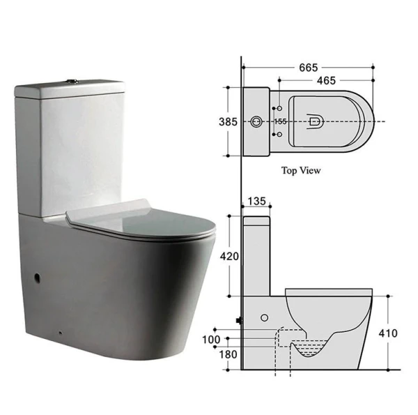 Унітаз-компакт DUSEL AREZ DTPT10210230R з бачком і сидінням Soft Close дюропласт - фото 4
