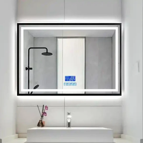 Дзеркало DUSEL LED DE-M0061S1 Black 80*65см, підігрів+ годинник/темп+Bluetooth - фото 10