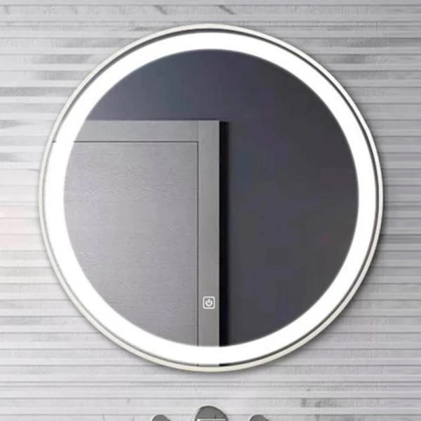 Дзеркало DUSEL LED DE-M2071D Silver кругле 80х80 см, підігрів+годинник/темп - фото 2