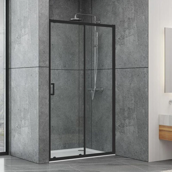 Душові двері в нішу Dusel EF185B Black Matt розсувні, скло прозоре (120х190 см) - фото 0