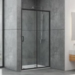 Душевая дверь в нишу Dusel EF185B Black Matt раздвижная, стекло прозрачное (140х190 см), 418514