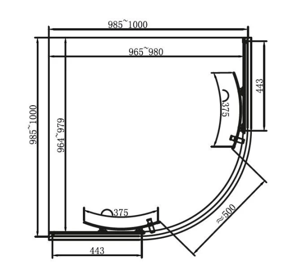 Душова кабіна Dusel EF-182B Black Matt, 100х100х190, двері розсувні, прозоре скло - фото 1