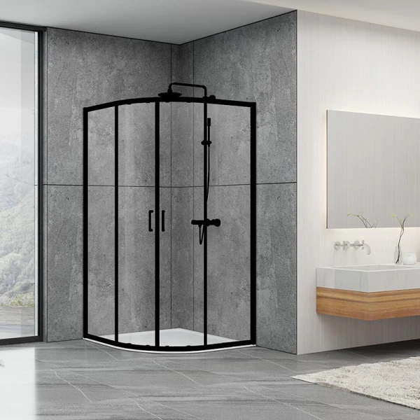 Душова кабіна Dusel EF-182B Black Matt, 100х100х190, двері розсувні, прозоре скло - фото 10