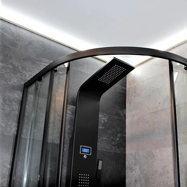 Душова кабіна Dusel EF-182B Black Matt 90x90x190 см, двері розсувні, прозоре скло - фото 4