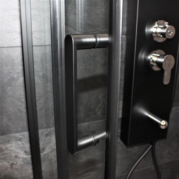 Душова кабіна Dusel EF-182B Black Matt 90x90x190 см, двері розсувні, прозоре скло - фото 6