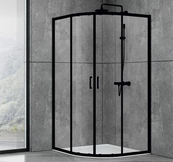 Душова кабіна Dusel EF-182B Black Matt 90x90x190 см, двері розсувні, прозоре скло - фото 0