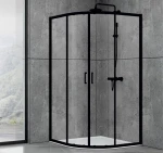 Душова кабіна Dusel EF-182B Black Matt 90x90x190 см, двері розсувні, прозоре скло