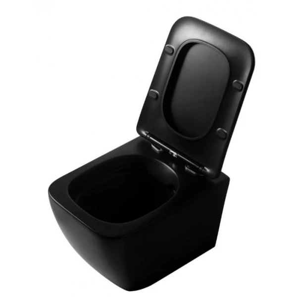 Чорний безободковый підвісний унітаз DUSEL CUBIS Black Matt DWHT10201030RB без бачка - фото 2