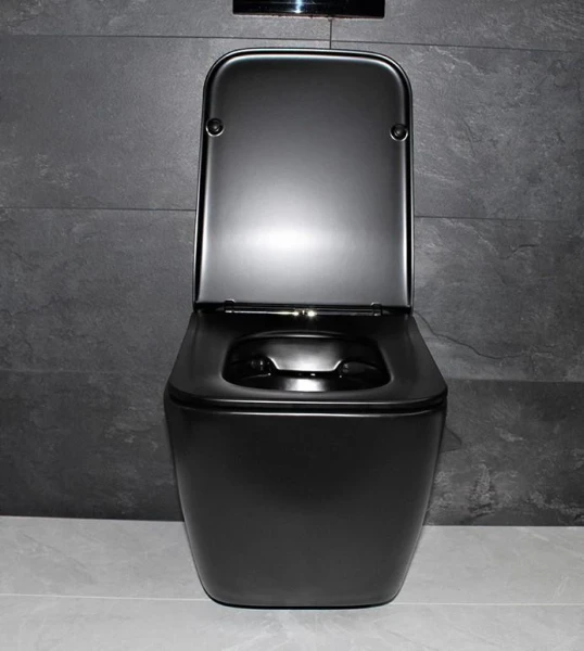 Чорний безободковый підвісний унітаз DUSEL CUBIS Black Matt DWHT10201030RB без бачка - фото 5