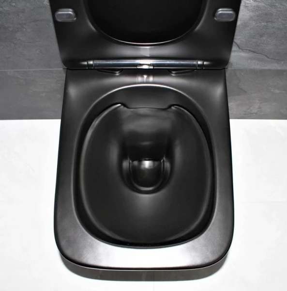 Чорний безободковый підвісний унітаз DUSEL CUBIS Black Matt DWHT10201030RB без бачка - фото 8